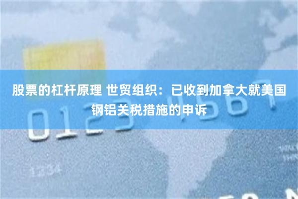 股票的杠杆原理 世贸组织：已收到加拿大就美国钢铝关税措施的申诉
