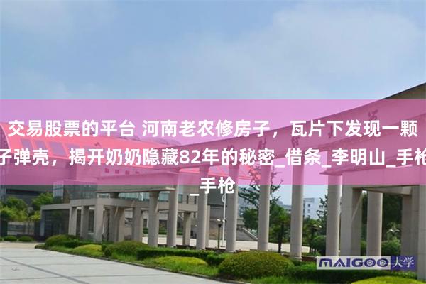 交易股票的平台 河南老农修房子，瓦片下发现一颗子弹壳，揭开奶奶隐藏82年的秘密_借条_李明山_手枪