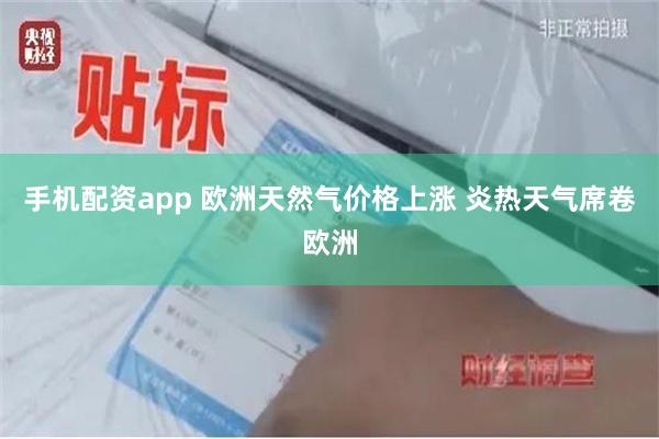 手机配资app 欧洲天然气价格上涨 炎热天气席卷欧洲