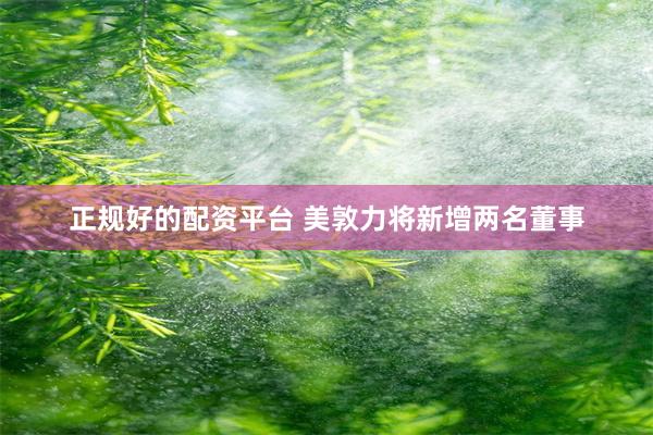 正规好的配资平台 美敦力将新增两名董事