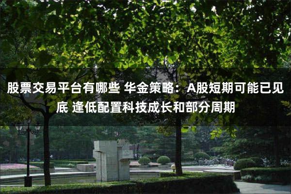 股票交易平台有哪些 华金策略：A股短期可能已见底 逢低配置科技成长和部分周期